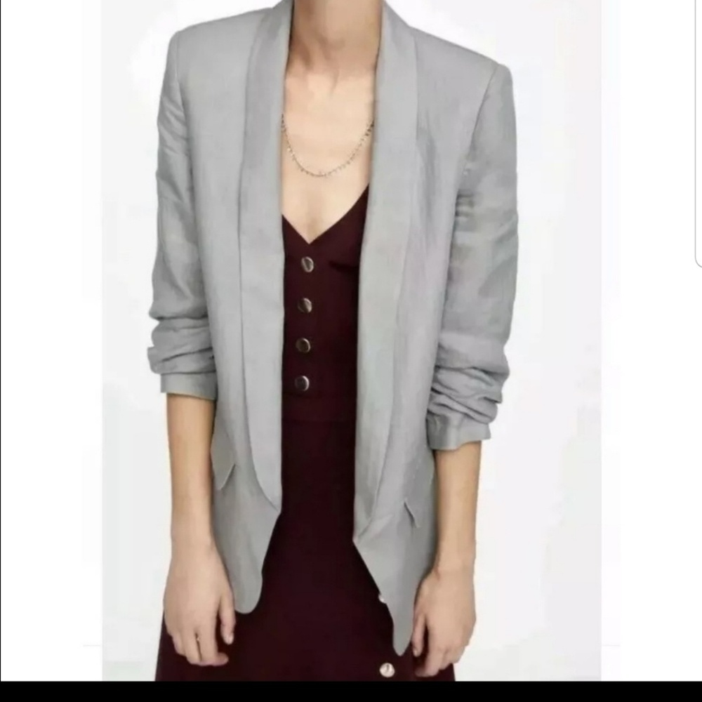 Grey linen zara blazer
